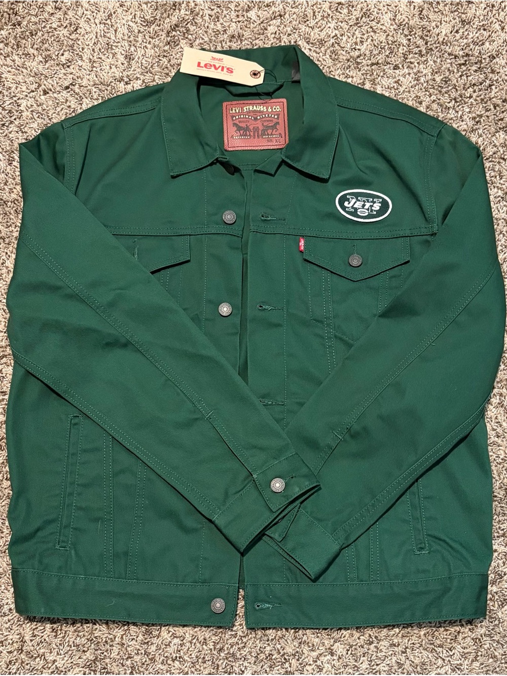 Levi's New York Jets Deep Green Trucker Jacket NWT Size XL